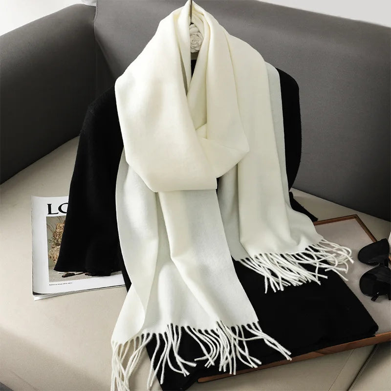 62Color Solid Women Winter Scarf Warm Thicken Cashmere Shawl Outdoor Fashion Luxury Tassels Pashmina Lady Wrap Windproof Scarves