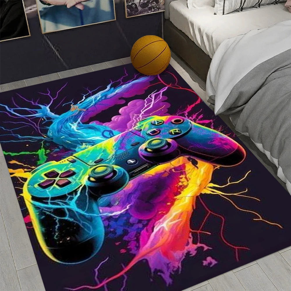 Gaming Rug for Boys Room Gamer Rug with Controller Design Carpet for Game Room Bedroom Decor Non-slip Machine Washab Mat